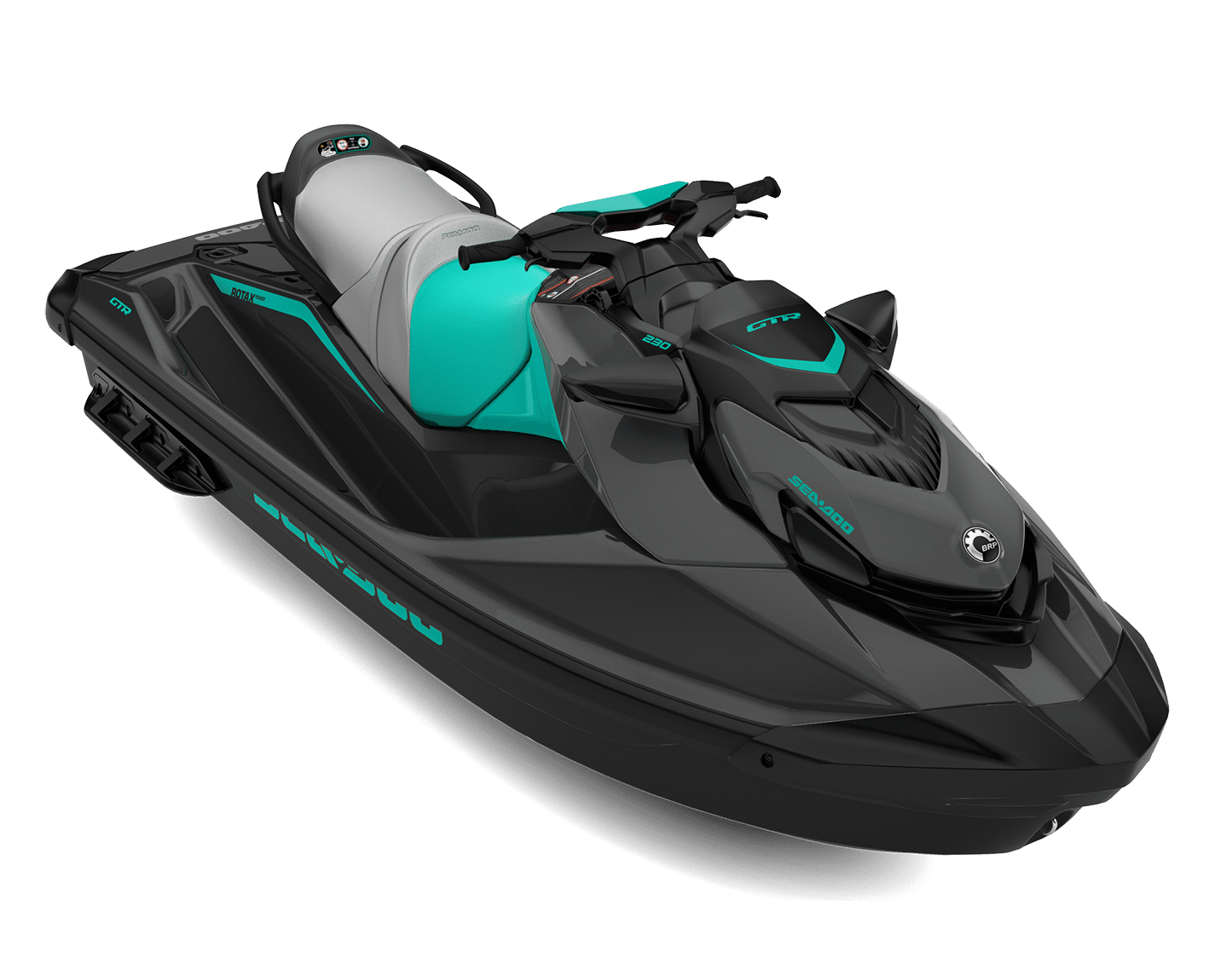 Sea-Doo GTR 230 2024, jet ski performance, vitesse, sortie en mer, rangement avant, couleur noir et bleu