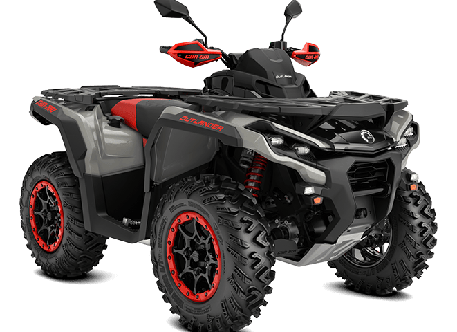 CAN AM QUAD OUTLANDER X XC 1000T, promenade en foret, outil de travail, engin motorisé, pelle à neige, traverser des chemins boueux