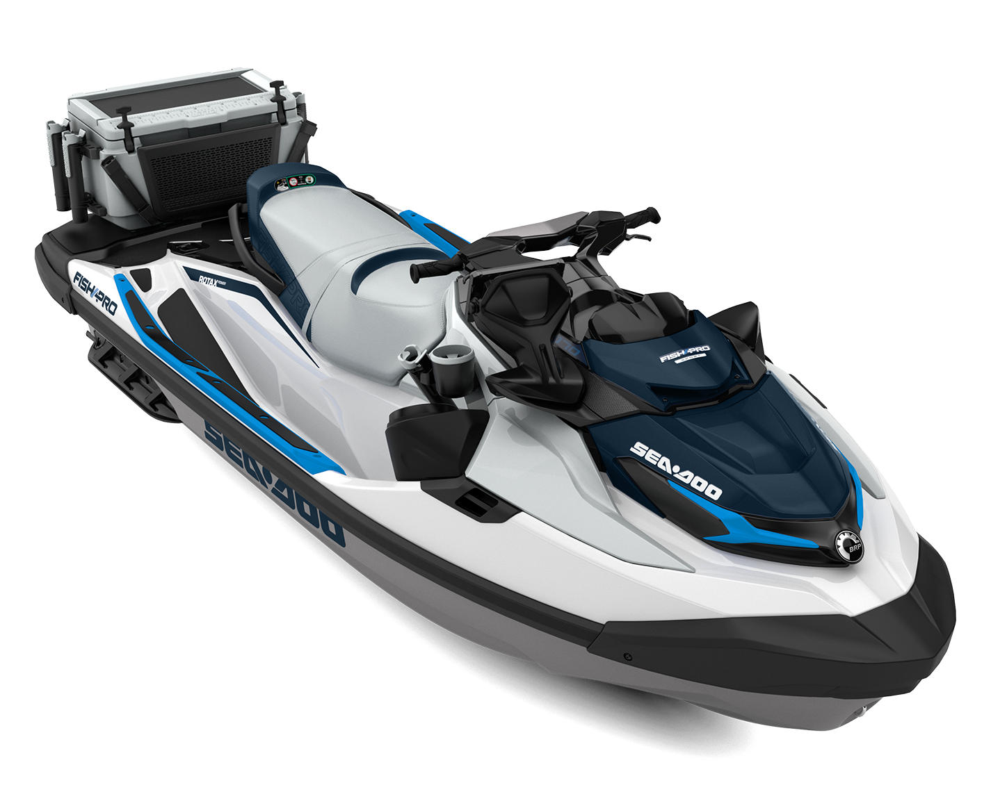 Jetski Fishpro sport 170, blanc noir et bleu, rangement, compartiment